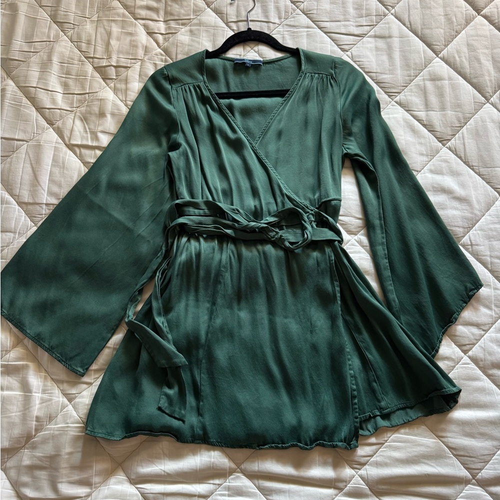 Shore brand Women's Emerald Green Wrap Mini Dress